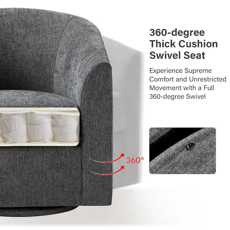 Fauteuil tonneau moderne rembourré Cuenca avec base pivotante