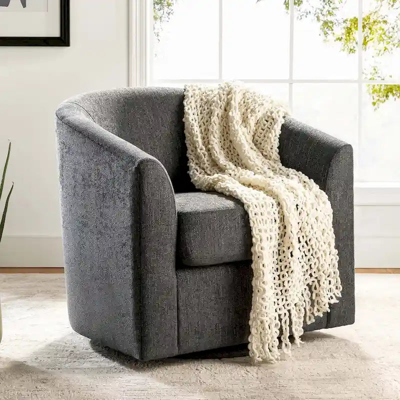 Fauteuil tonneau moderne rembourré Cuenca avec base pivotante