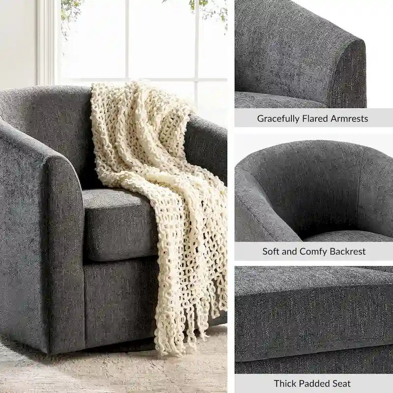 Fauteuil tonneau moderne rembourré Cuenca avec base pivotante