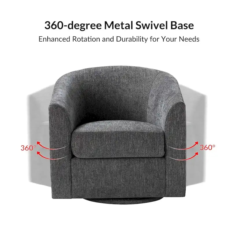 Fauteuil tonneau moderne rembourré Cuenca avec base pivotante