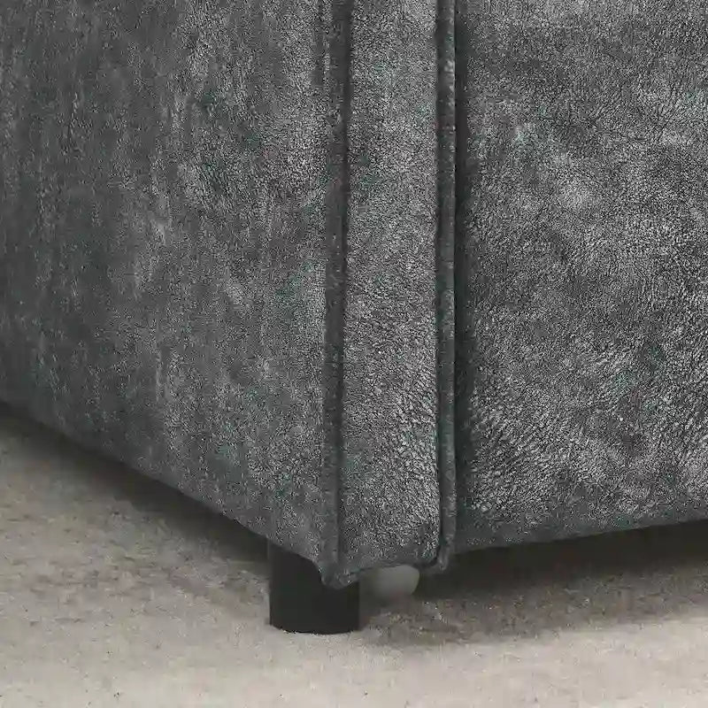 Lit de jour double avec lit gigogne double, revêtement rembourré