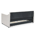 Lit de jour double avec lit gigogne double, revêtement rembourré