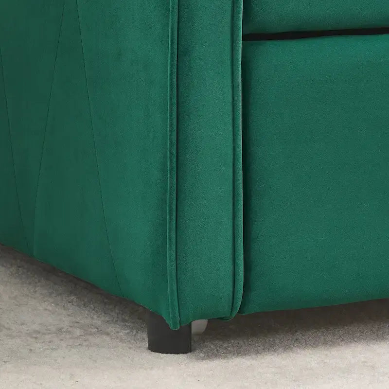 Lit de jour double avec lit gigogne double, revêtement rembourré