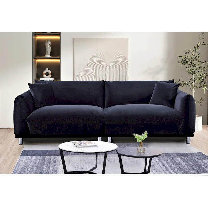 US Pride Furniture 88.2W Metal Legs Velvet Sofa