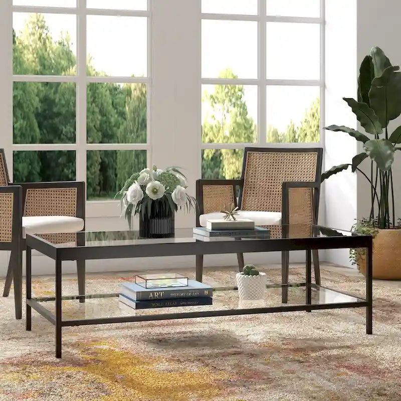 Table basse Alexis en métal et verre