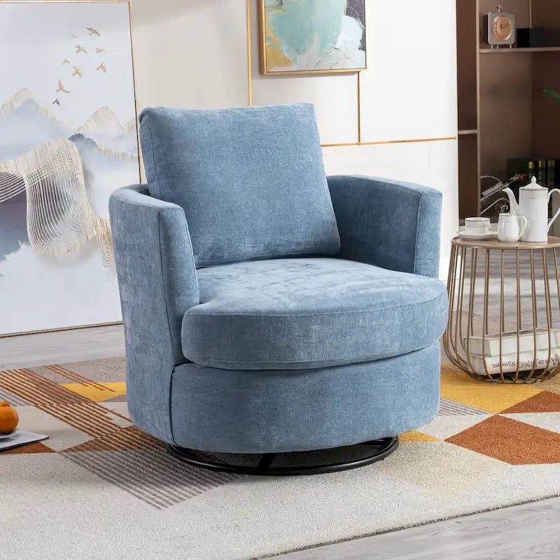 Fauteuil pivotant moderne rembourré en forme de tonneau pour salon