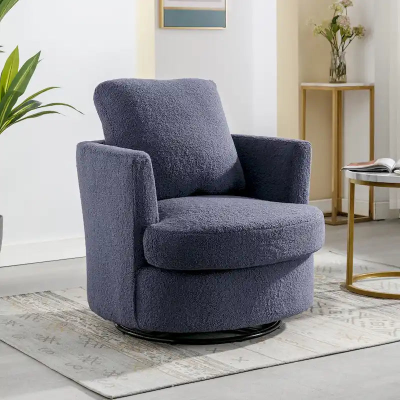 Fauteuil pivotant moderne rembourré en forme de tonneau pour salon