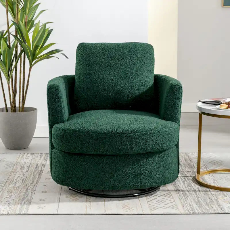Fauteuil pivotant moderne rembourré en forme de tonneau pour salon