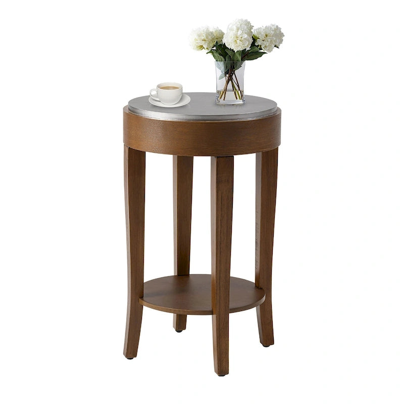 Table d'appoint ronde à 2 niveaux avec étagère COSIEST