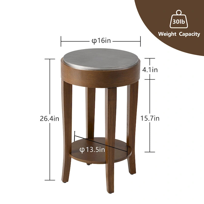 Table d'appoint ronde à 2 niveaux avec étagère COSIEST