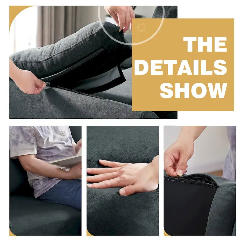 Ensemble canapé d'angle 3 pièces avec fauteuil et pouf