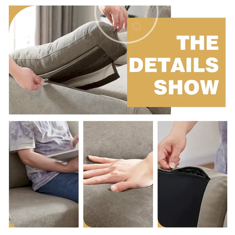 Ensemble canapé d'angle 3 pièces avec fauteuil et pouf