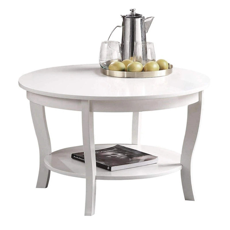 Table basse ronde American Heritage de Convenience Concepts avec étagère