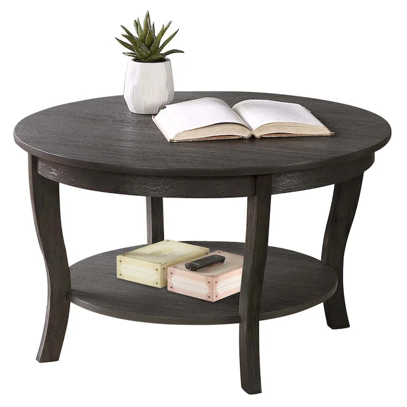Table basse ronde American Heritage de Convenience Concepts avec étagère