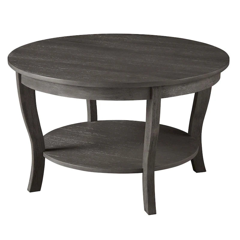 Table basse ronde American Heritage de Convenience Concepts avec étagère