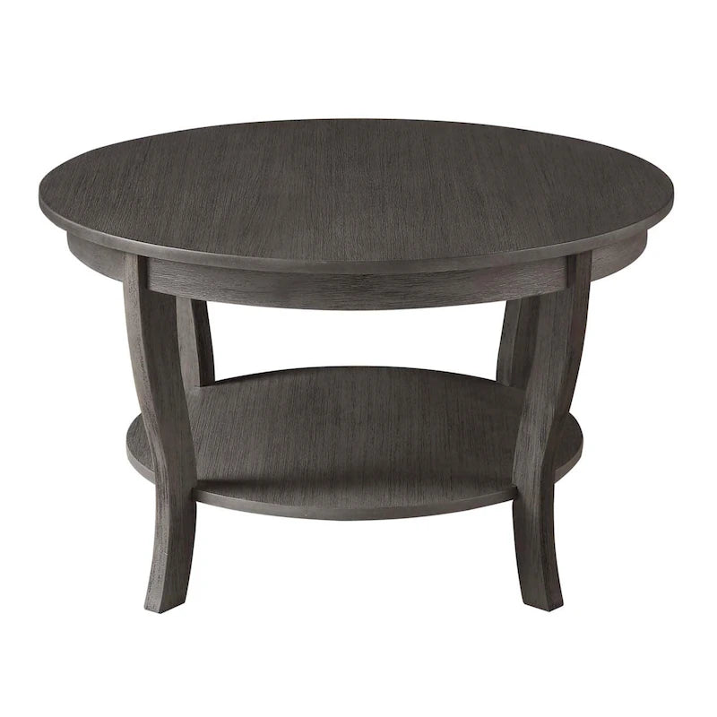 Table basse ronde American Heritage de Convenience Concepts avec étagère