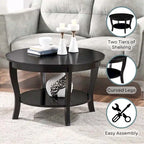 Table basse ronde American Heritage de Convenience Concepts avec étagère
