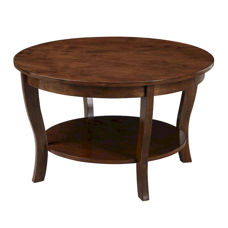 Table basse ronde American Heritage de Convenience Concepts avec étagère