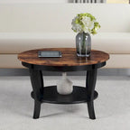 Table basse ronde American Heritage de Convenience Concepts avec étagère