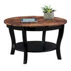 Table basse ronde American Heritage de Convenience Concepts avec étagère