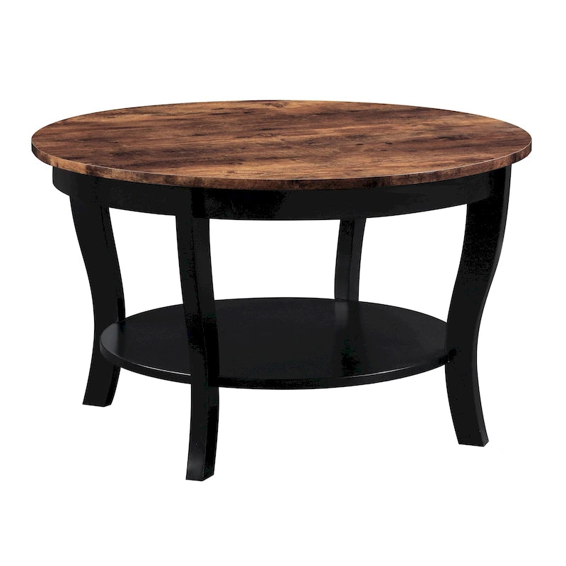 Table basse ronde American Heritage de Convenience Concepts avec étagère