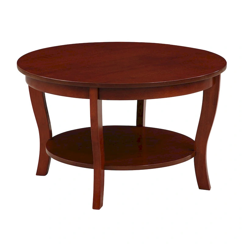 Table basse ronde American Heritage de Convenience Concepts avec étagère