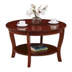 Table basse ronde American Heritage de Convenience Concepts avec étagère