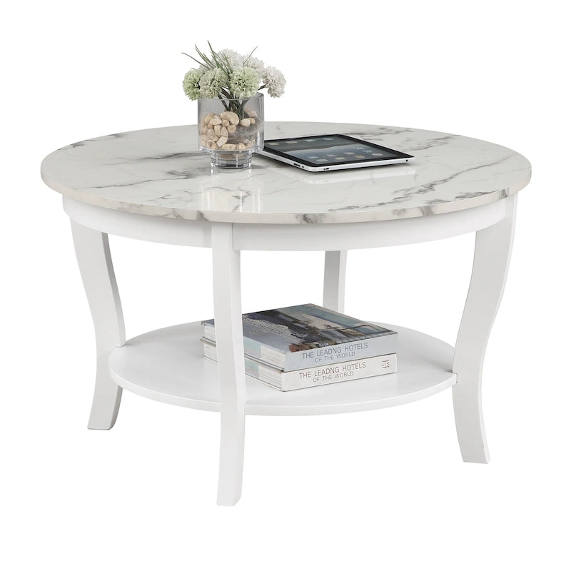Table basse ronde American Heritage de Convenience Concepts avec étagère