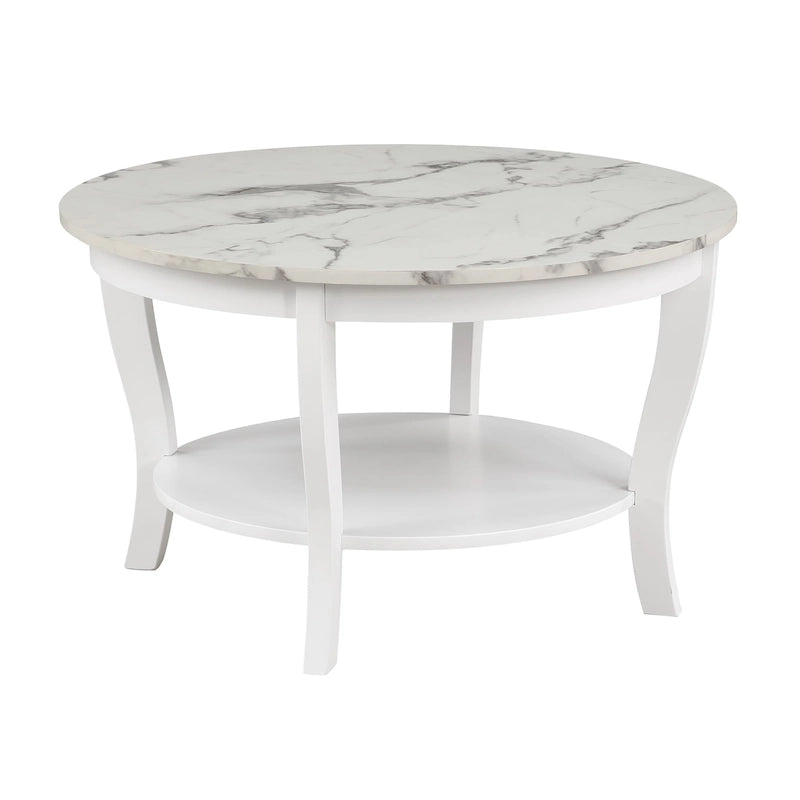Table basse ronde American Heritage de Convenience Concepts avec étagère