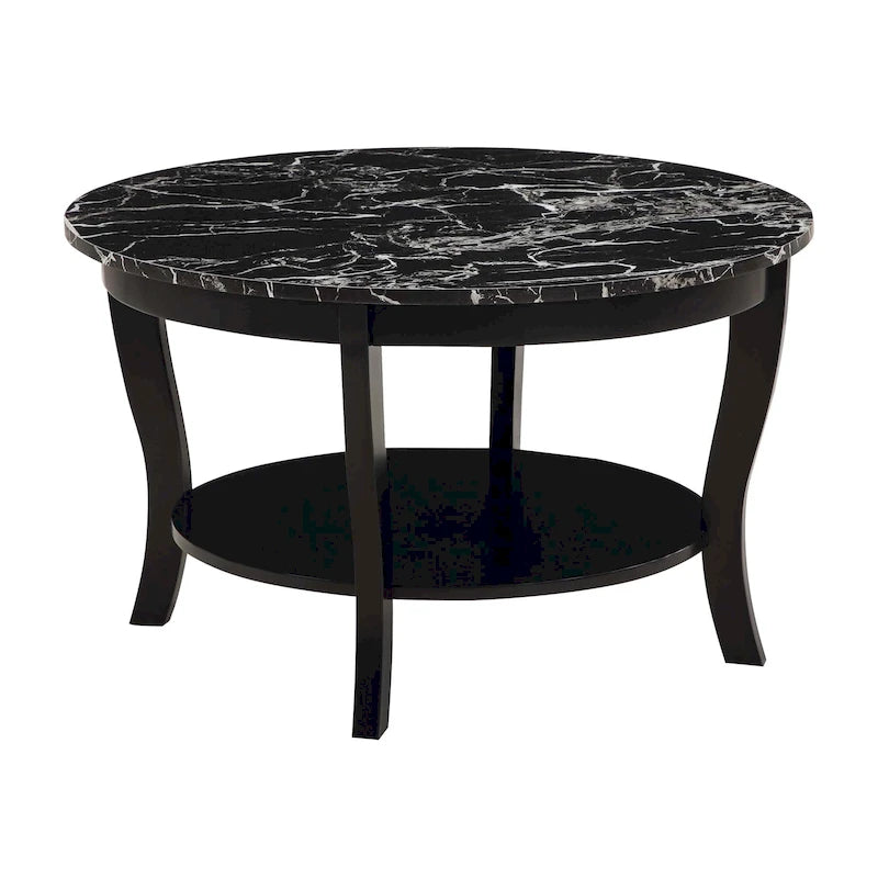 Table basse ronde American Heritage de Convenience Concepts avec étagère