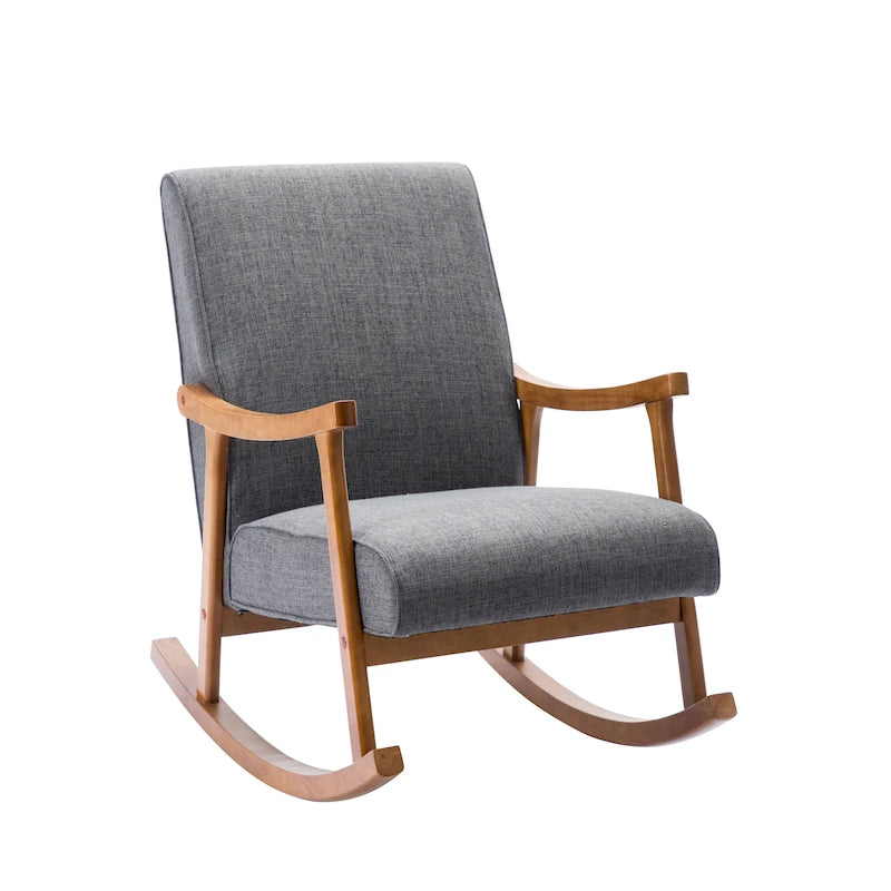 Fauteuil à bascule d'appoint en tissu Hayes de Porthos Home avec pieds en bois d'hévéa