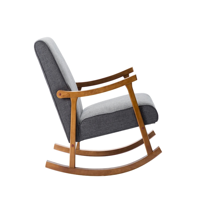 Fauteuil à bascule d'appoint en tissu Hayes de Porthos Home avec pieds en bois d'hévéa