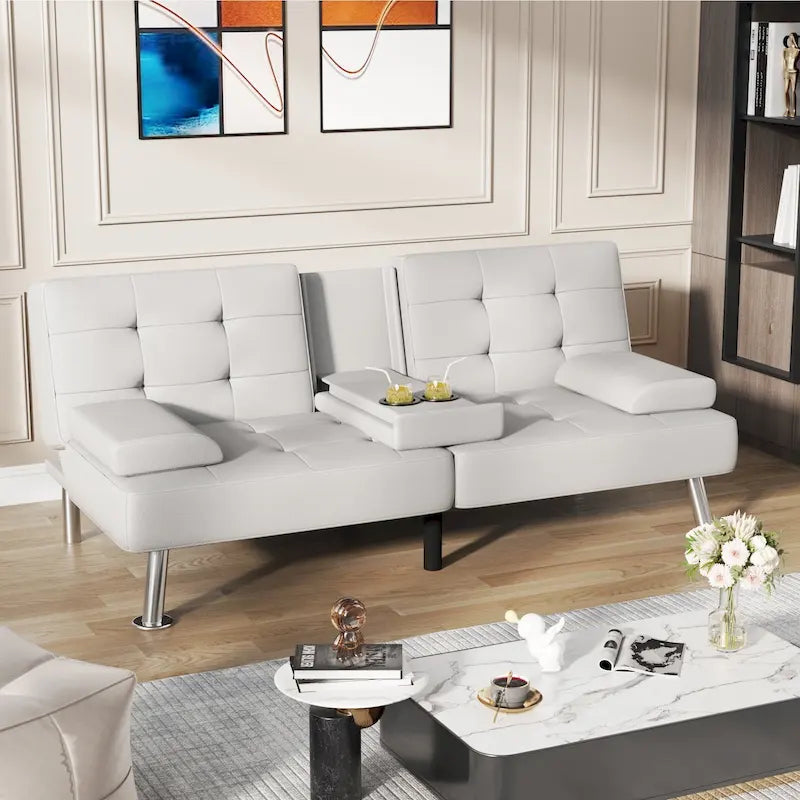 Canapé-lit futon convertible Homall avec porte-gobelets et oreillers