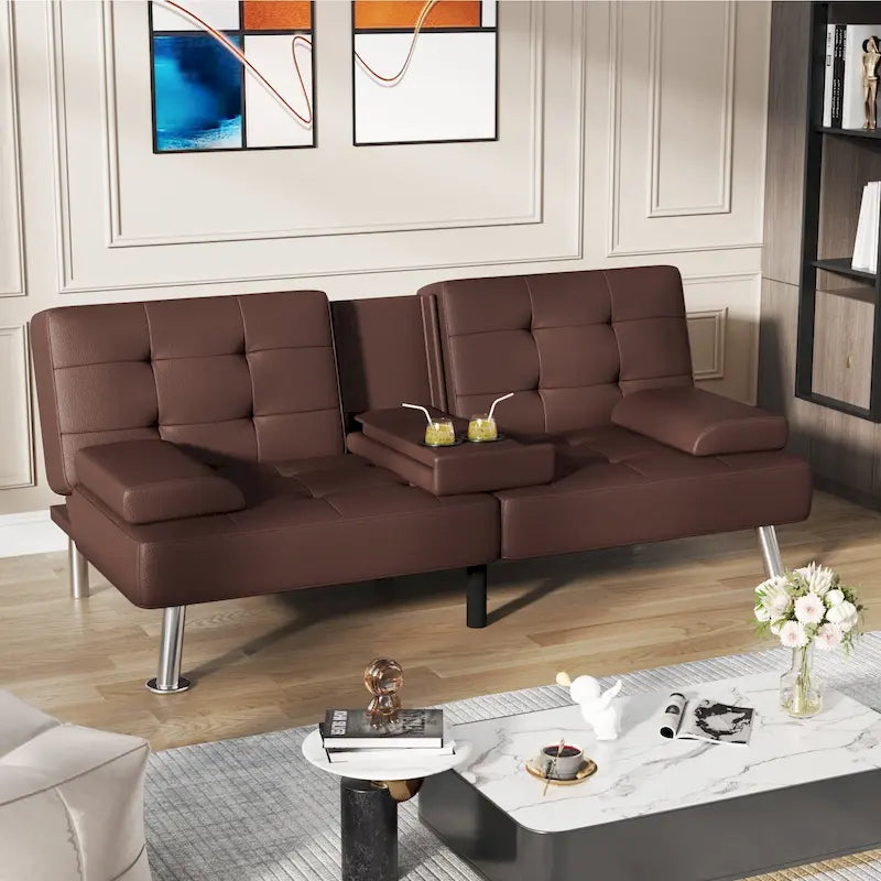 Canapé-lit futon convertible Homall avec porte-gobelets et oreillers