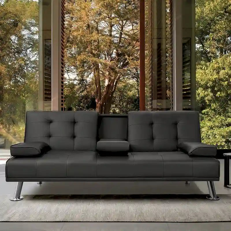 Canapé-lit futon convertible Homall avec porte-gobelets et oreillers