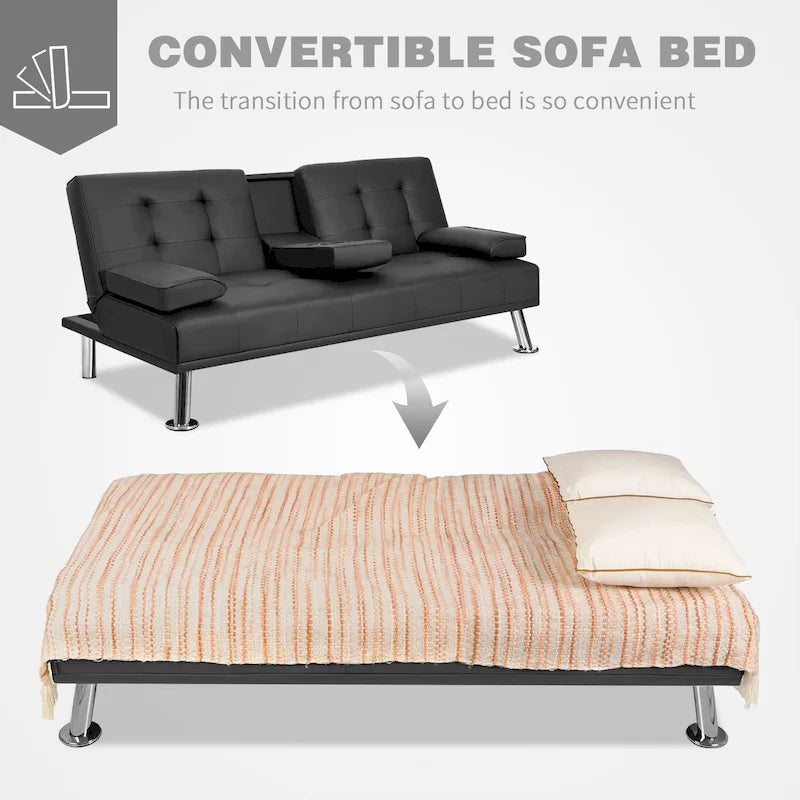 Canapé-lit futon convertible Homall avec porte-gobelets et oreillers