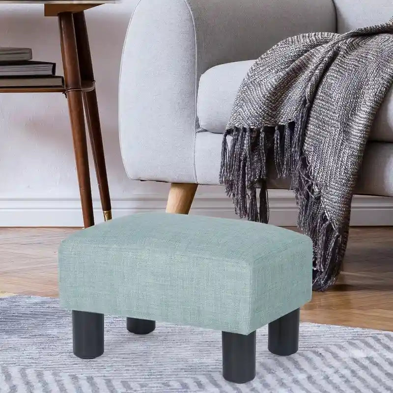 Pouf ottoman rectangulaire Adeco, petit modèle, moderne, en cuir PU, repose-pieds et chaise.