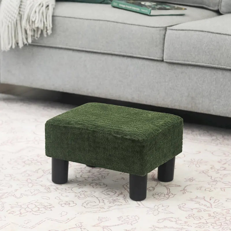Pouf ottoman rectangulaire Adeco, petit modèle, moderne, en cuir PU, repose-pieds et chaise.
