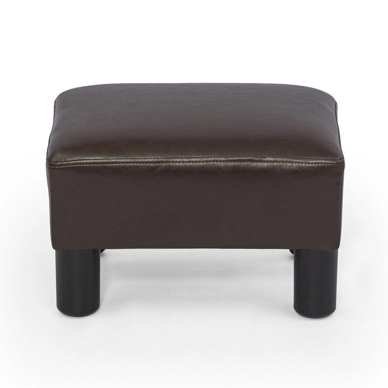 Pouf ottoman rectangulaire Adeco, petit modèle, moderne, en cuir PU, repose-pieds et chaise.