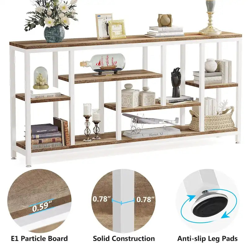 Console de canapé de 70,9 pouces avec rangement, table d'entrée à 3 niveaux pour couloir