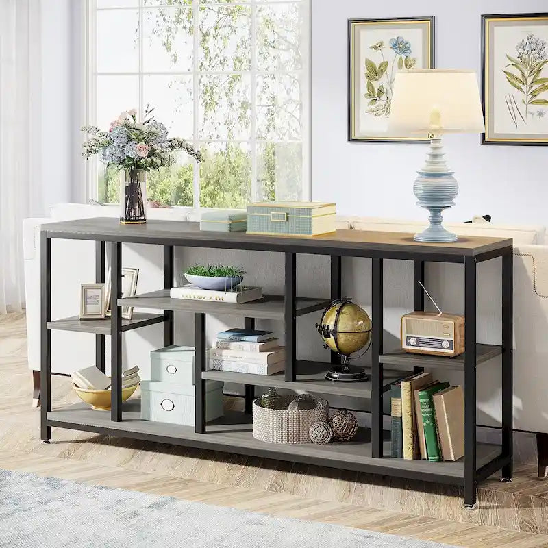 Console de canapé de 70,9 pouces avec rangement, table d'entrée à 3 niveaux pour couloir