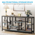 Console de canapé de 70,9 pouces avec rangement, table d'entrée à 3 niveaux pour couloir