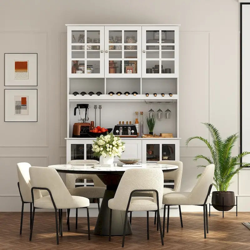 79Meuble de rangement garde-manger, portes vitrées, buffet, laqué