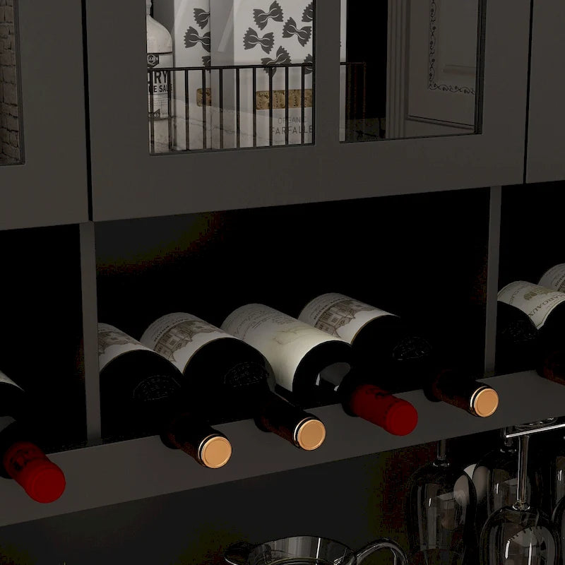 79Meuble de rangement garde-manger, portes vitrées, buffet, laqué