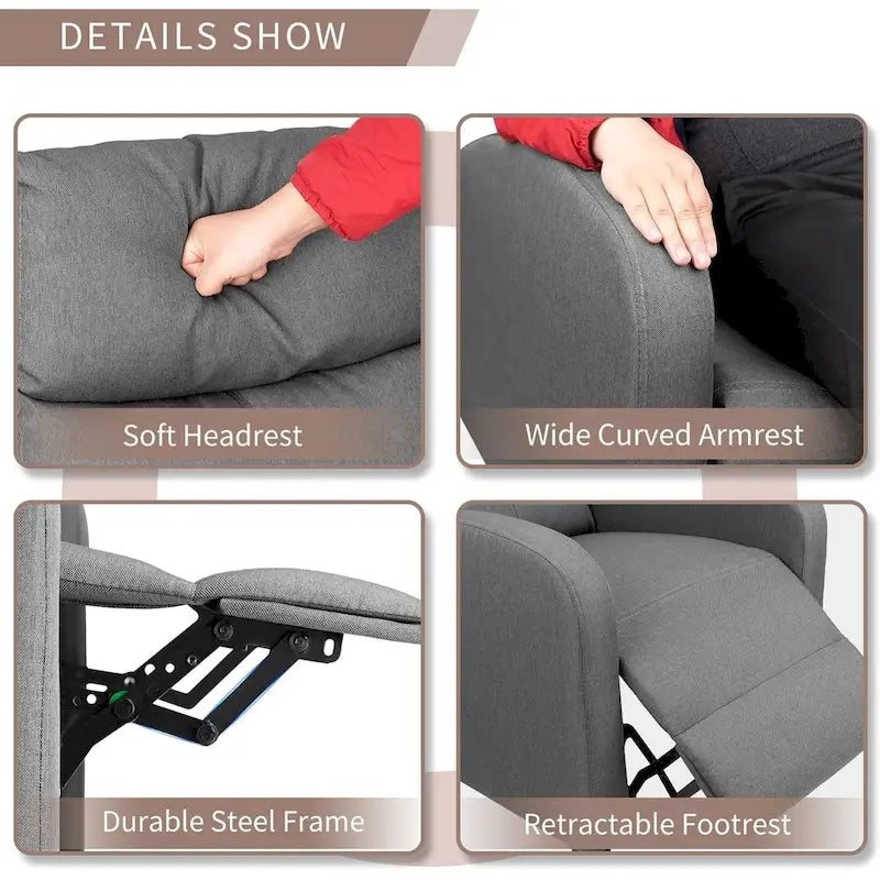 Fauteuil inclinable en tissu, fauteuil de massage, canapé inclinable, fauteuil réglable, fauteuil de cinéma maison, fauteuil simple moderne