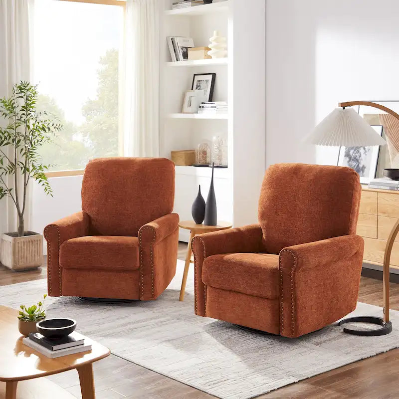 Ensemble de 2 fauteuils de loisirs Heido pivotants à 360° et inclinables manuellement