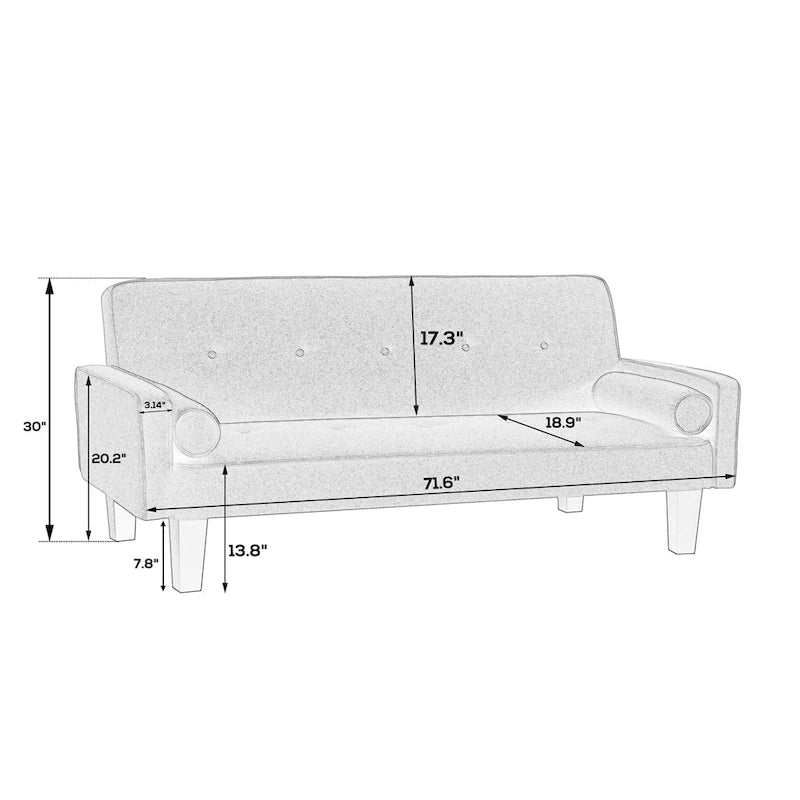 Canapé-lit convertible moderne en lin avec accoudoirs amovibles