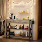 Console à 3 tiroirs, table d'entrée avec étagères de rangement à 3 niveaux