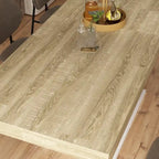 Table de salle à manger en bois extensible, idéale pour les réunions et le travail sur ordinateur.