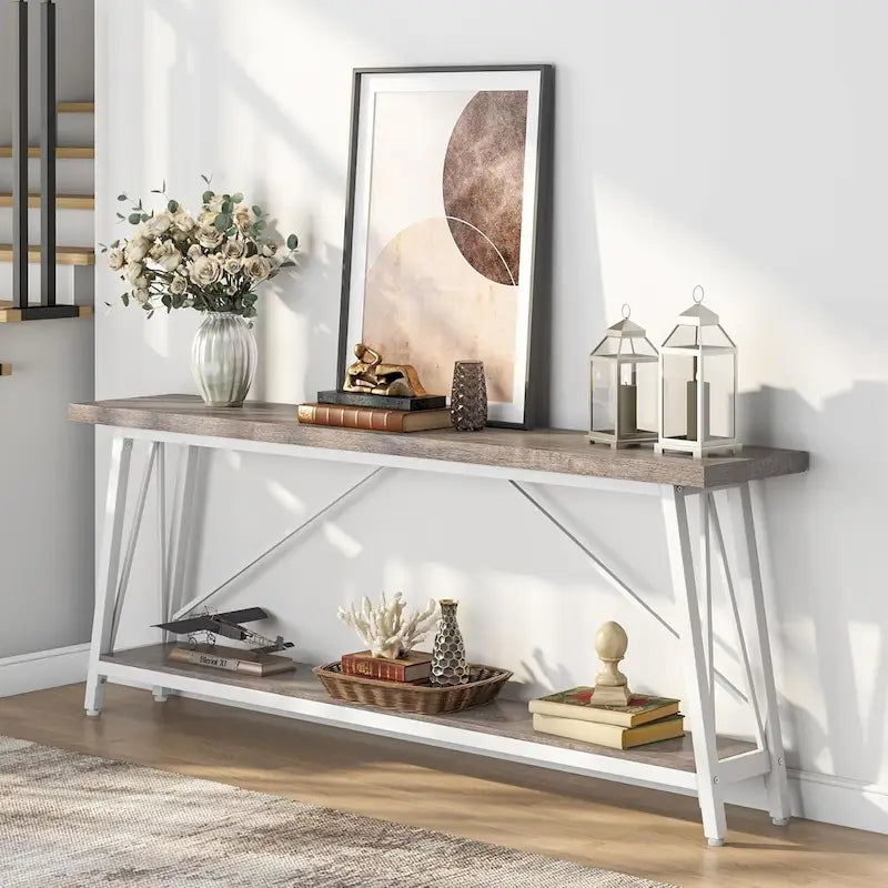Table d'appoint étroite de 70,9 pouces de long à placer derrière un canapé dans une entrée